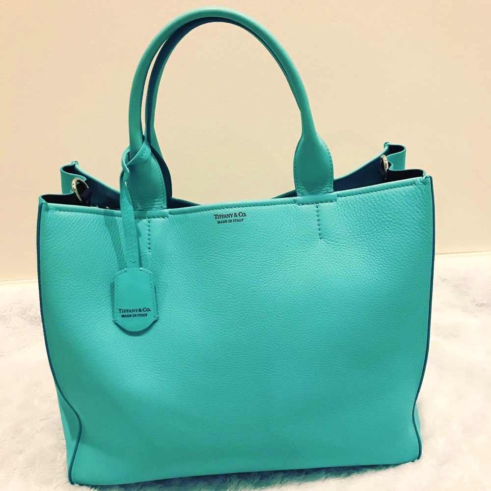 New! Authentic Tiffany & Co. Tiffany Blue Leather Tote